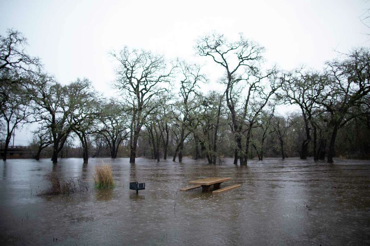 A kids swing, picnic country  surrounded by the flooded Laguna De Santa Rosa successful  Tomodachi Park, Sebastopol, Calif. connected  Dec. 31, 2022. As an atmospheric stream  hits Sonoma County, flood warnings are successful  effect.