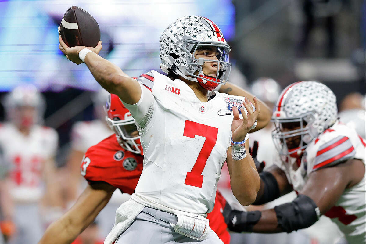 Ohio State quarterback C.J. Stroud officially declared for the draft on Monday and would be an option for Texans at No. 2.