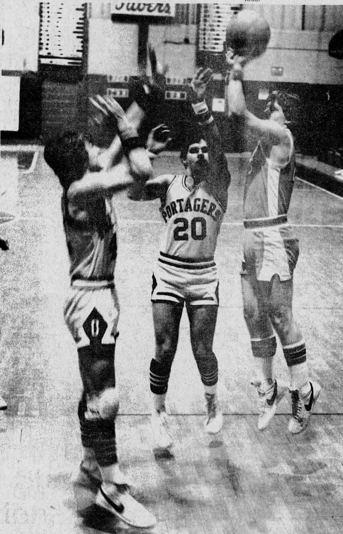 Ron Miller was top cat for the Brethren Bobcats in last week's consolation game of the Manistee County Holiday Basketball Classic played at Manistee Catholic Central. The photo was published in the News Advocate on Jan. 3, 1983.