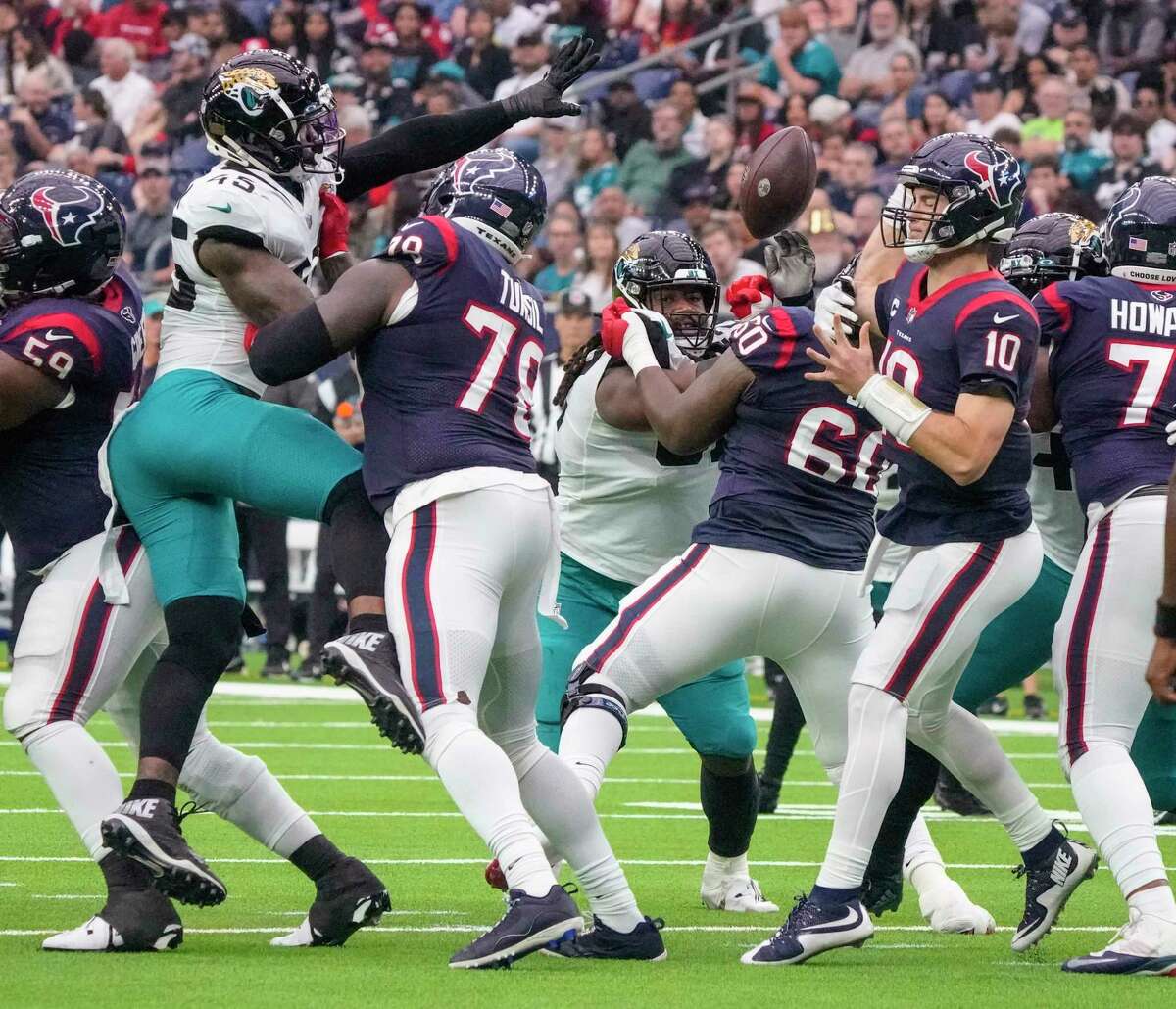 Portrait of Houston Texans linebacker Chris Smith (92) during the first  half of an NFL football game against the Jacksonville Jaguars, Sunday, Dec.  19, 2021, in Jacksonville, Fla. Texans defeated the Jaguars