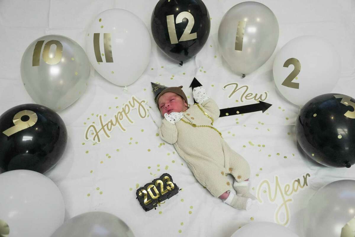 Sebastian Trapp was born ten minutes after midnight on New Years Day, making him one of the first babies born in 2023 in the Houston area on Sunday, Jan. 1, 2023 at St. Luke's Hospital in Sugar Land.
