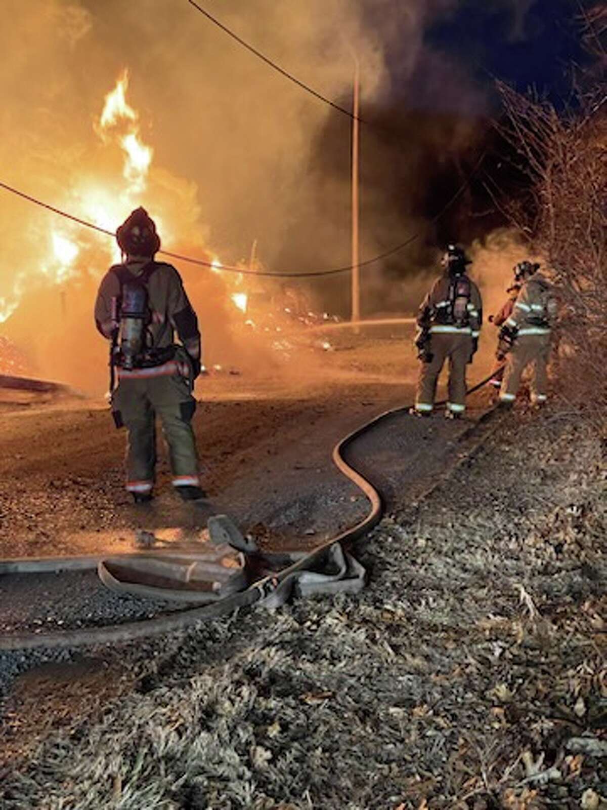 Firefighters battle blaze at Grimshaw Tree Service in Windsor