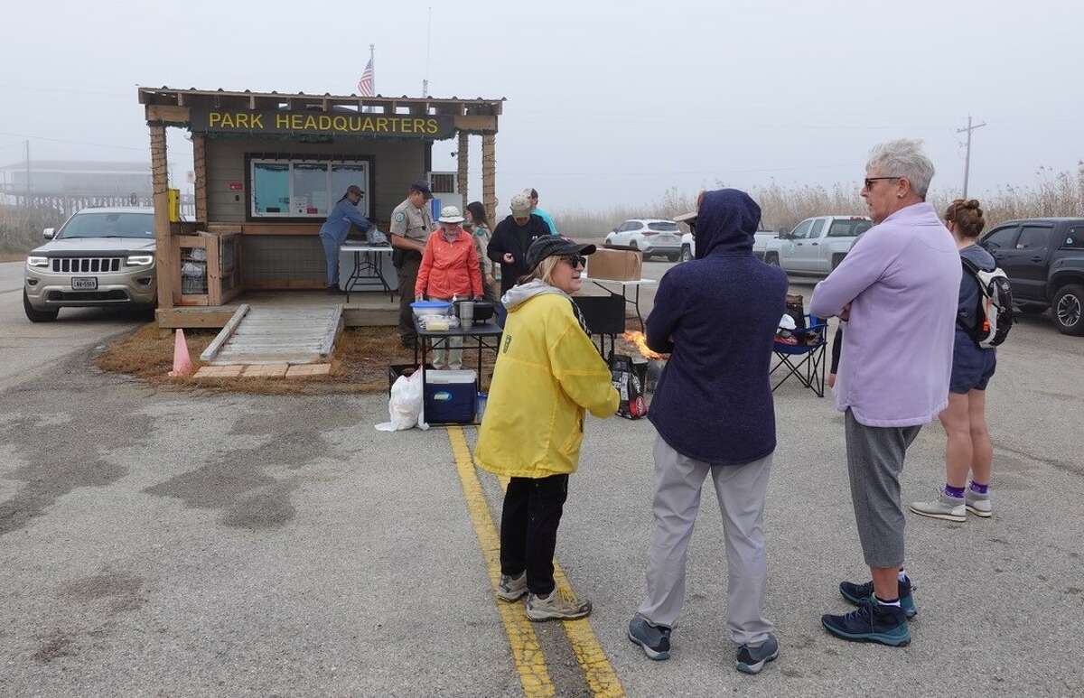Visitors gather for the First Day Hike at Sea Rim State Park in Sabine Pass. Photo taken Jan. 1, 2023/ Photo by Olivia Malick/The Enterprise