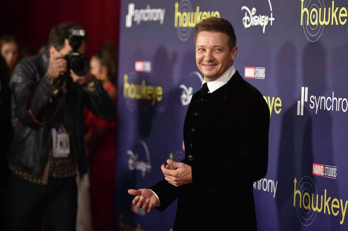 FILE - Jeremy Renner attends the premiere of "Hawkeye" on Nov. 17, 2021, in Los Angeles. Renner turns 52 on Jan 7. He was critically injured in a snow plow accident on New Year’s Day. (Photo by Richard Shotwell/Invision/AP, File)
