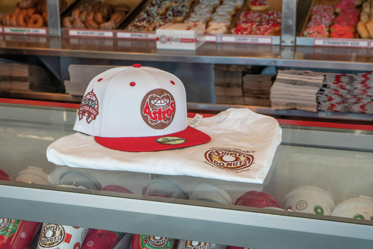 The New Era "5950 Donut Shop Fitted 2.0" showcased at a Shipley Do-Nuts in the 8200 block of Long Point Road on Dec. 30, 2021. Credit: @CharlesHolt