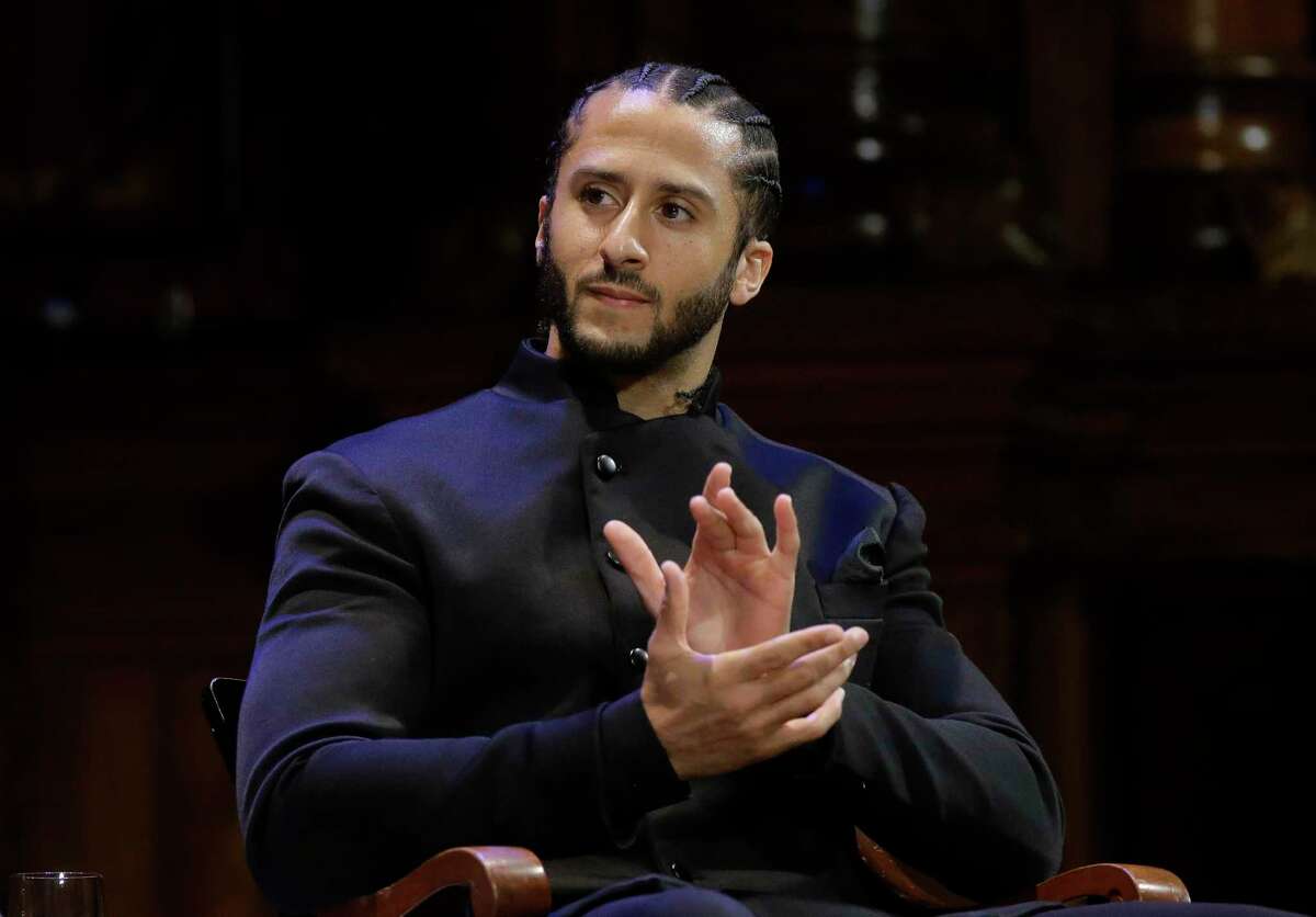 Former 49ers quarterback Colin Kaepernick is seen in 2018.