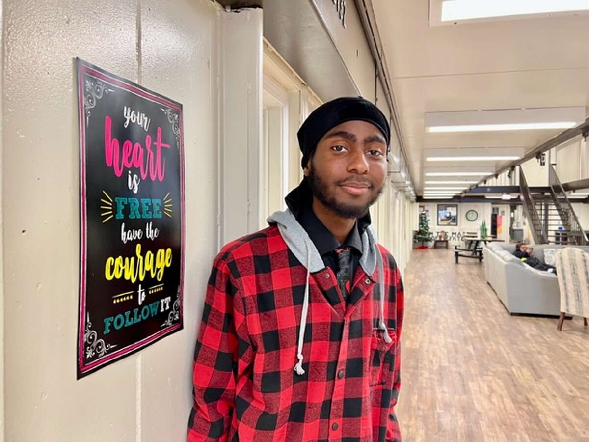 Omar Cunningham, 21, who was homeless in Albany’s South End while attending Hudson Valley Community College, has lived for the past three months in this decommissioned wing of the Albany County Jail as part of the Sheriff’s Home Improvement Program, or SHIP.