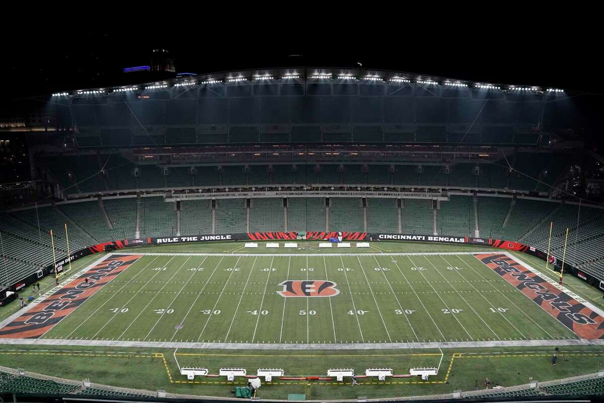 Paycor Stadium sits empty after the NFL postponed the game following an injury to Buffalo Bills' Damar Hamlin during the first half of an NFL football game between the Cincinnati Bengals and Buffalo Bills, Monday, Jan. 2, 2023, in Cincinnati.