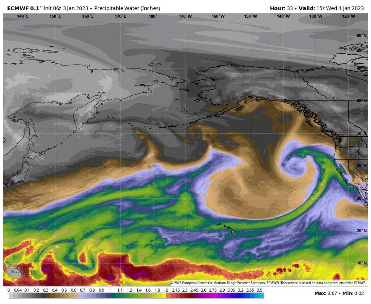 This week’s pineapple express is set to channel moisture into California from as far away as Indonesia. This tropical moisture will add fuel to the upcoming bomb cyclone that’s set to bring rounds of intense rainfall and snow squalls to an already-saturated Golden State.