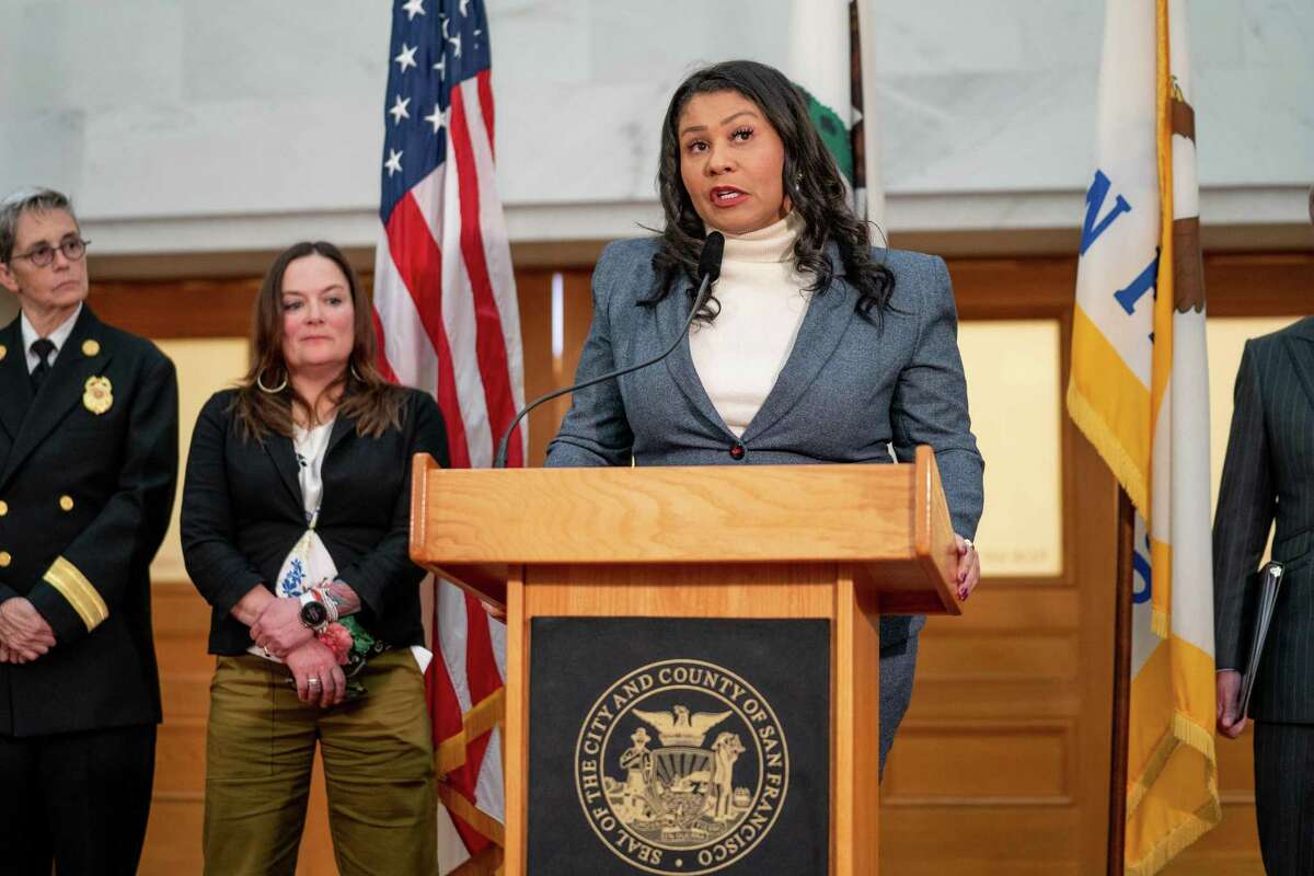 Mayor London Breed address the media as the city prepares for another rain storm this Wednesday in San Francisco, Calif. on Tuesday January 3, 2023.