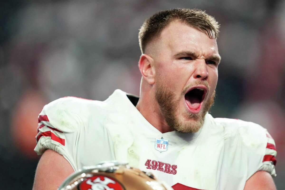 Las Vegas Raiders defensive end Maxx Crosby (98) celebrates after blocking  a field goal attempt …