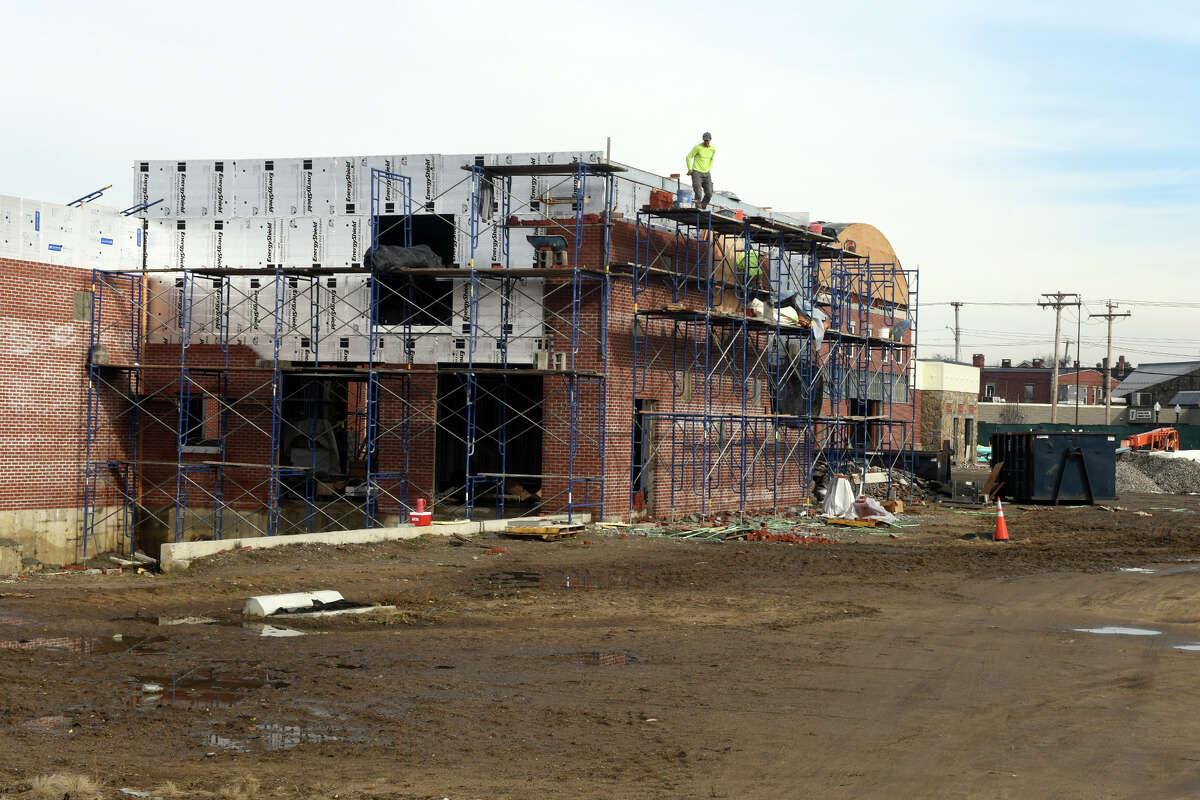 The Honey Locust Square development under construction in Bridgeport, Conn. Jan. 4, 2023.