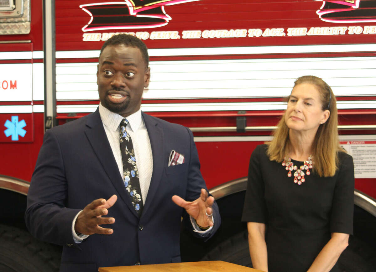 State Rep. Quentin "Q" Williams speaks during an event to unveil a $1 million renovation project at Middletown's South Fire District in August. Williams, 39, was killed in a car accident Wednesday night following the first day of the 2023 legislative session. 