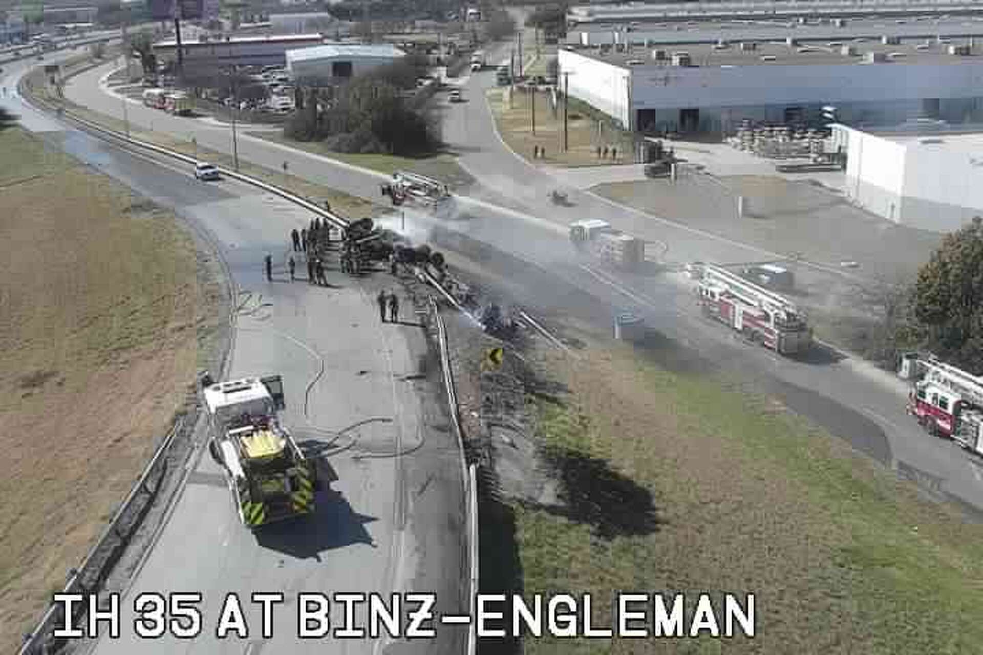 Man killed after semi-truck flips, catches fire on I-35