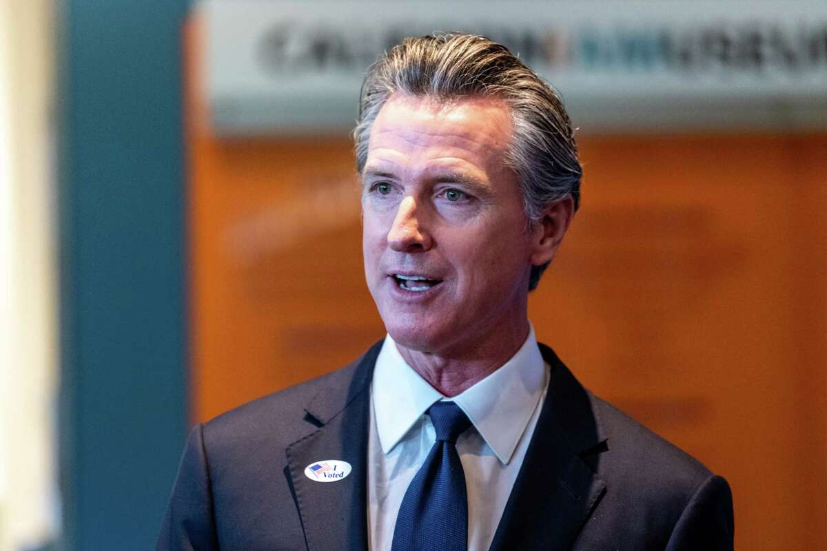 California Governor, Gavin Newsom, addresses the media after casting his vote at the California Museum in Sacramento, Calif. on November 8, 2022.