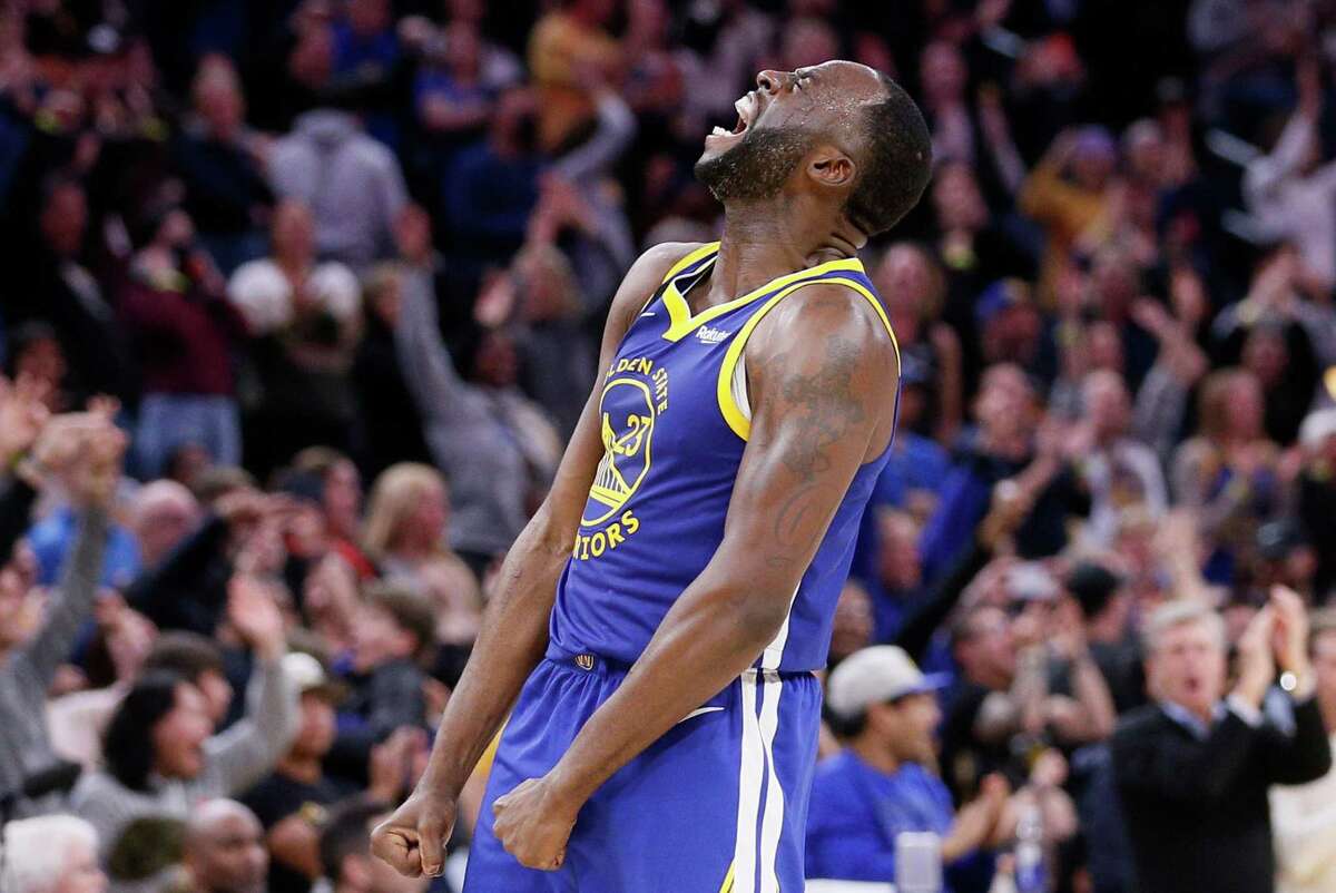 Forward Draymond Green celebrates late in a Dec. 30 home win over Portland, part of a recent five-game winning streak.