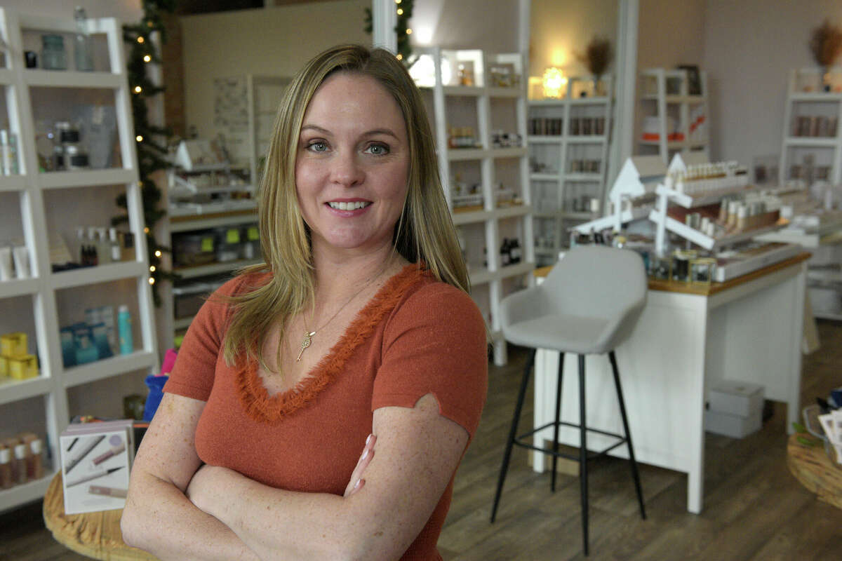 Stacey Palancia, the owner of Skin + Tonic , a beauty boutique and spa in New Milford, Conn, Thursday, January 5, 2023.