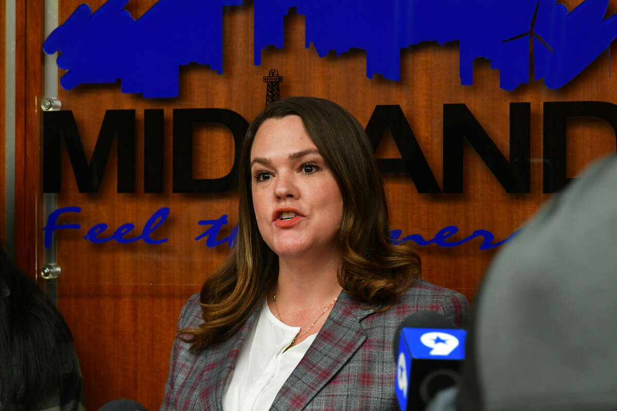 City of Midland Mayor-elect Lori Blong speaks during a press conference about the city-wide water boil notice Thursday, Jan. 5, 2023 