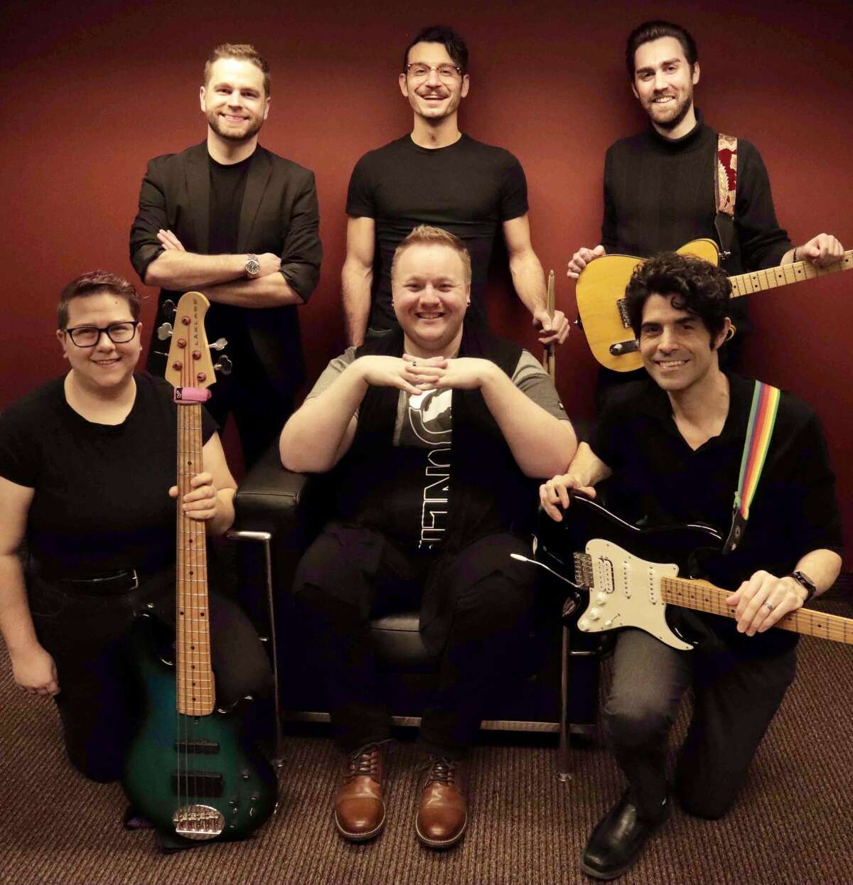 The "A pretty woman" The First National Tour Band is pictured (front row, left to right) Magda Kress, bass; Daniel Klintworth, conductor/keyboard and Oscar Bautista, guitar; (back row) Shane Parus, associate conductor/keyboardist; Kevin McNaughton, drums; Claudio Rainò, guitar.
