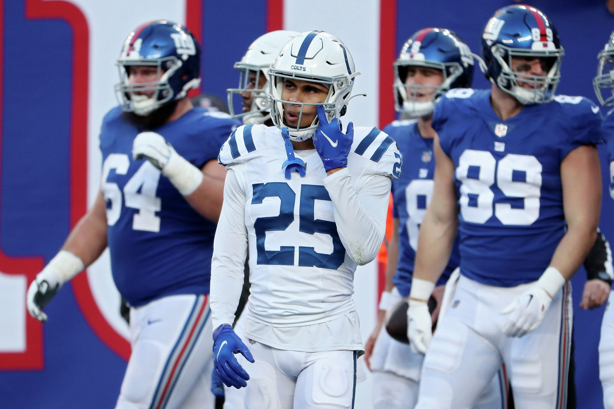 Buffalo Bills safety Damar Hamlin is visited by Rodney Thomas II