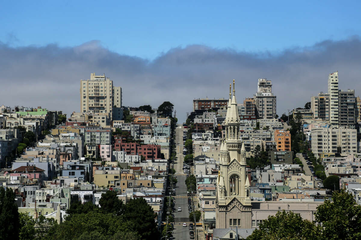 Looking out at some of San Francisco's hills from Filbert Street.