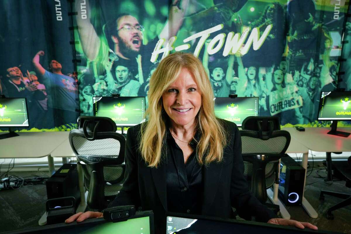 Lori Burgess, chief operating officer of the Houston Outlaws esports team, at the team’s headquarters in The Woodlands. Burgess, whose 20-plus years in publishing has included work for magazines and publishers such as The Hollywood Reporter, Conde Naste, Elle, Mademoiselle and Seventeen, joined team owner Beasley Broadcast Group in 2017.