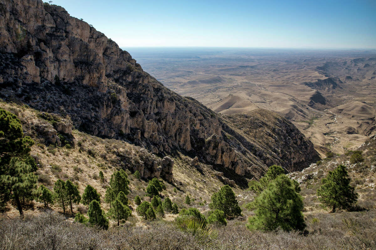 Long distance views of Texas from Guadalupe Peak in Guadalupe Mountains National Park.