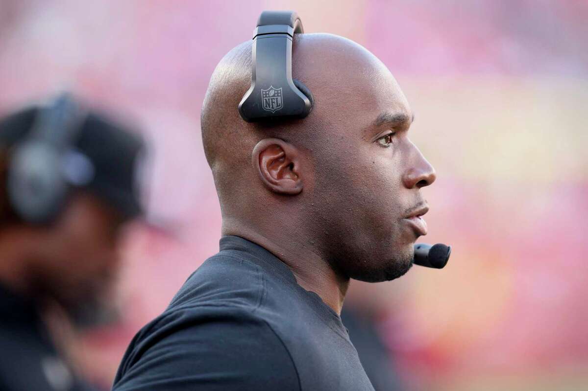 San Francisco 49ers defensive coordinator DeMeco Ryans stands on the sideline during an NFL football game against the Washington Commanders, Sunday, Dec.24, 2022, in Santa Clara, Calif. (AP Photo/Scot Tucker)