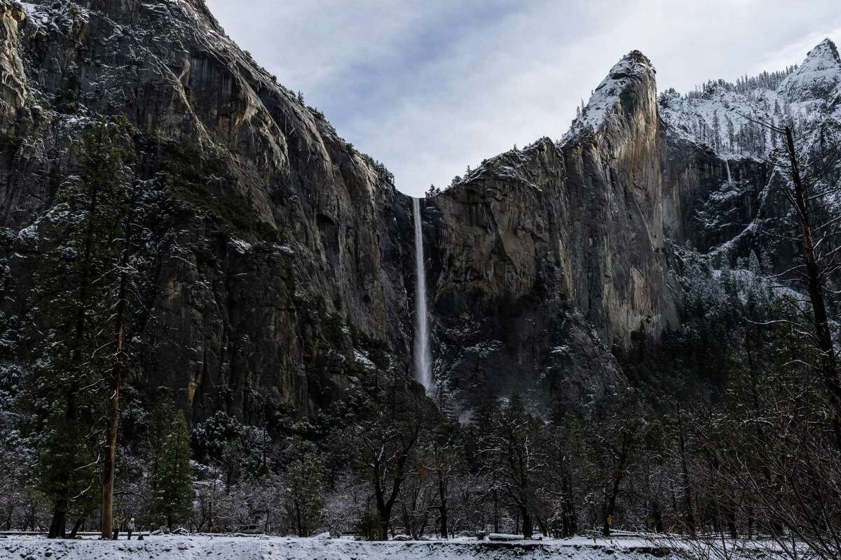 Bridalveil Fall courses with water in Yosemite National Park on Friday.