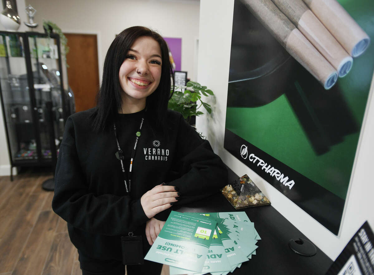 Supervisor Alex Vecchio is prepared for an onslauught of customers for the Tuesday, January 10th opening day of recreational marijuana sales at the zenleaf marijuana dispensary in Meriden, Conn. on Friday, January 6, 2023.