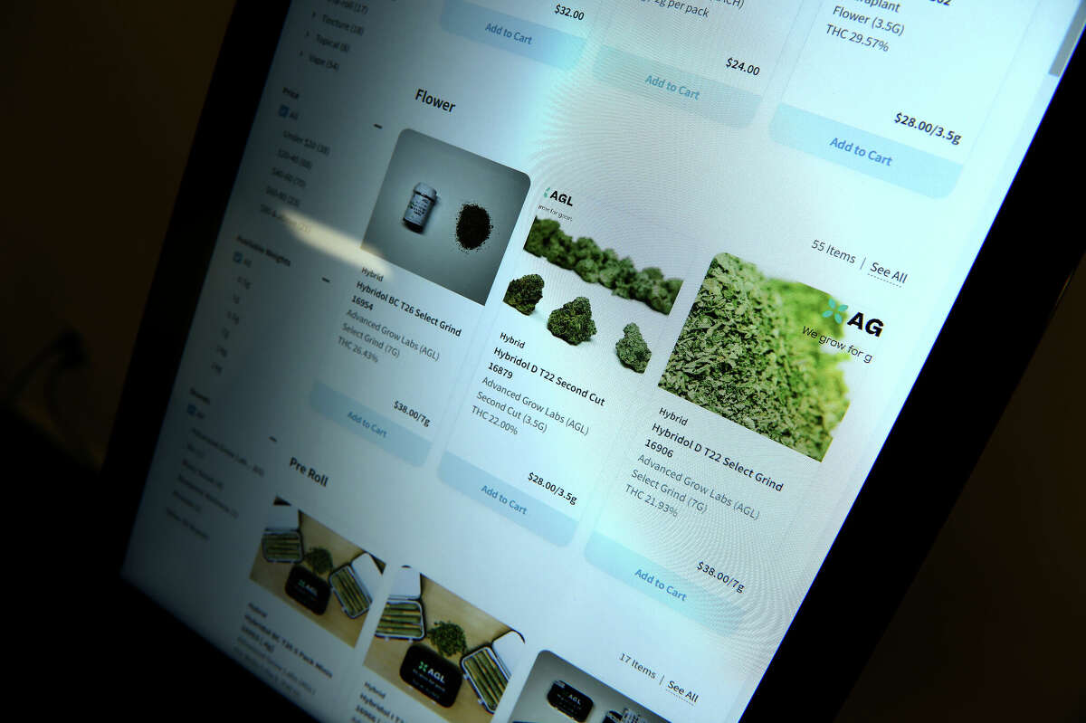 A kiosk for ordering photographed at the medical marijuana dispensary Bluepoint Wellness in Branford on January 5, 2023 which will change the business name to Rise and incorporate adult use recreational pot sales on January 10, 2023.