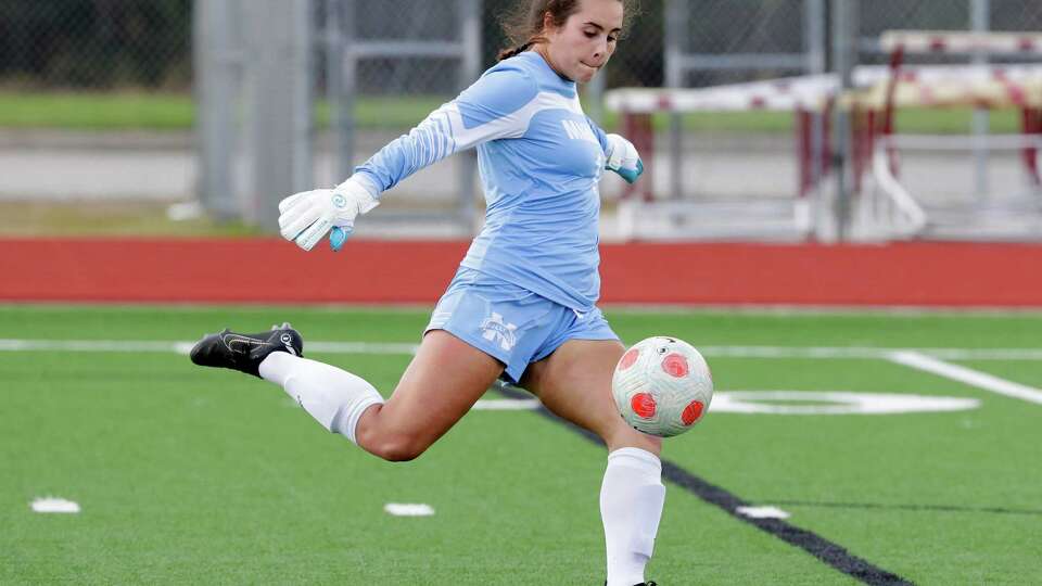 Story photo for Magnolia senior Maddie Ellis is starring at goalkeeper this season.