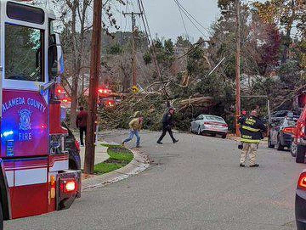 A man has been rescued after a tree fell from his home in Castro Valley and kept him inside.