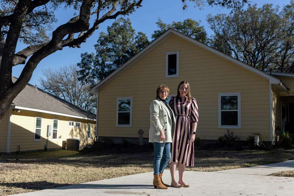 The Rev. Denise Barker, founder of Magdalena House, is pictured with her successor, the Rev. Becca McNitzky, the new executive director of the nonprofit. They are pictured at Magdalena House in San Antonio on Thursday. Magdalena House is a transitional home that shelters mothers and their children who are fleeing domestic violence and human trafficking.