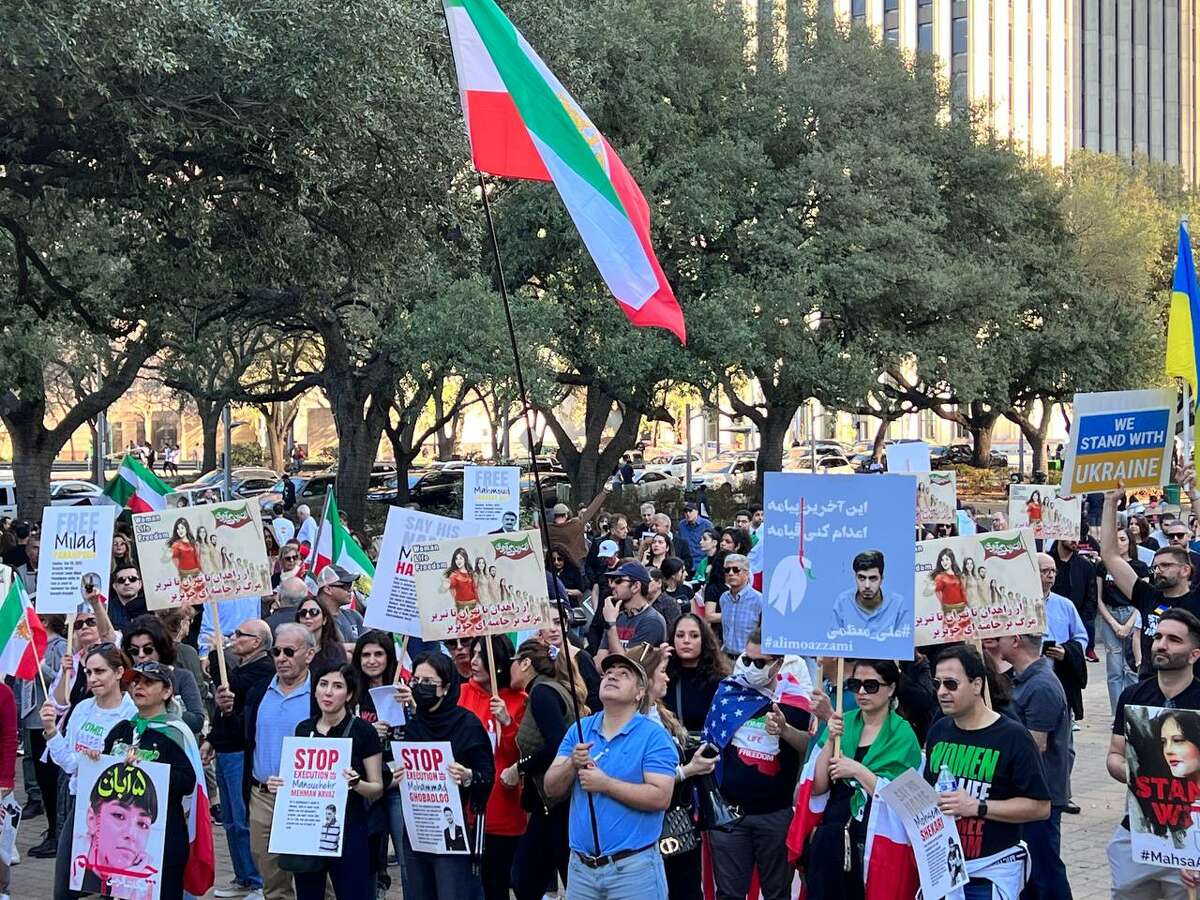 Protesters gathered in front of City Hall Sunday speaking out against the Islamic Republic of Iran. 