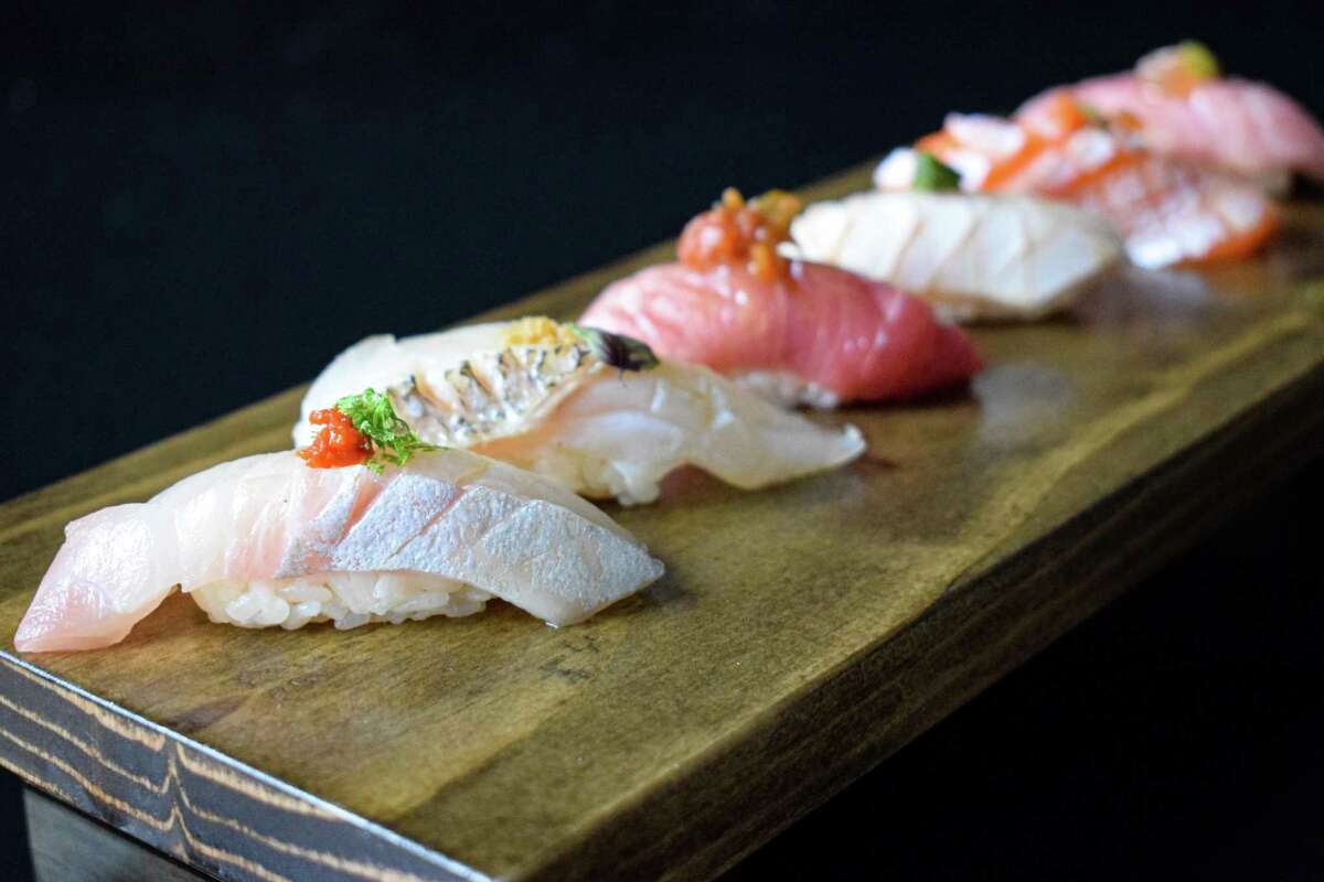 Nigiri sushi selections at Money Cat, the new Japanese restaurant at 2925 Richmond.