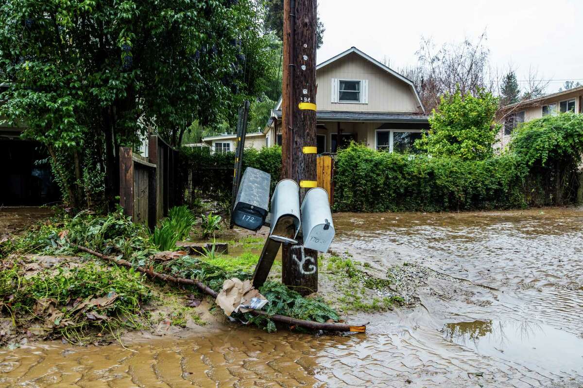 The aftermath of the surging of the San Lorenzo River on the Felton Grove neighborhood of Felton, Calif. on Jan 9.