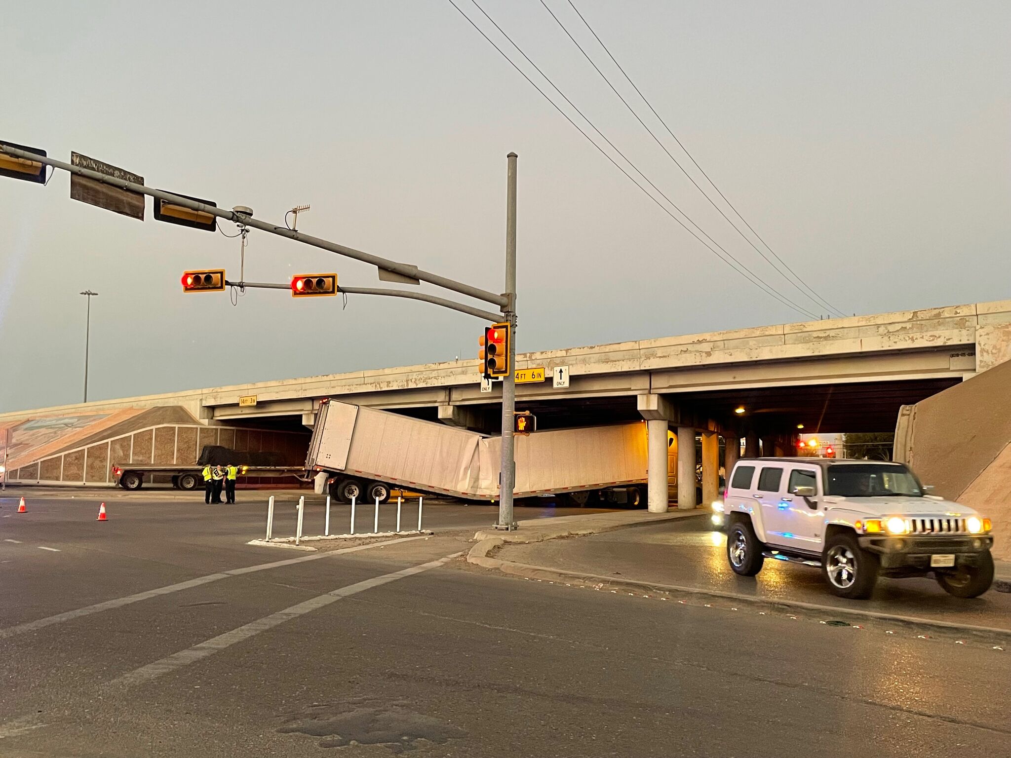 Tractor-trailer Breaks In Half Under Laredo Bridge