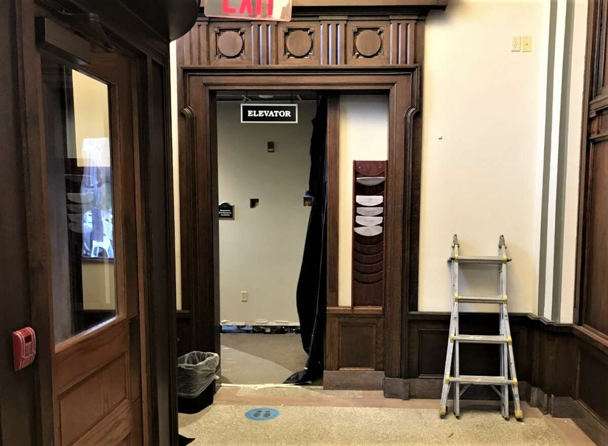 Manistee City Hall's elevator is temporarily out of service as the city awaits parts after a burst pipe caused damage Christmas morning.