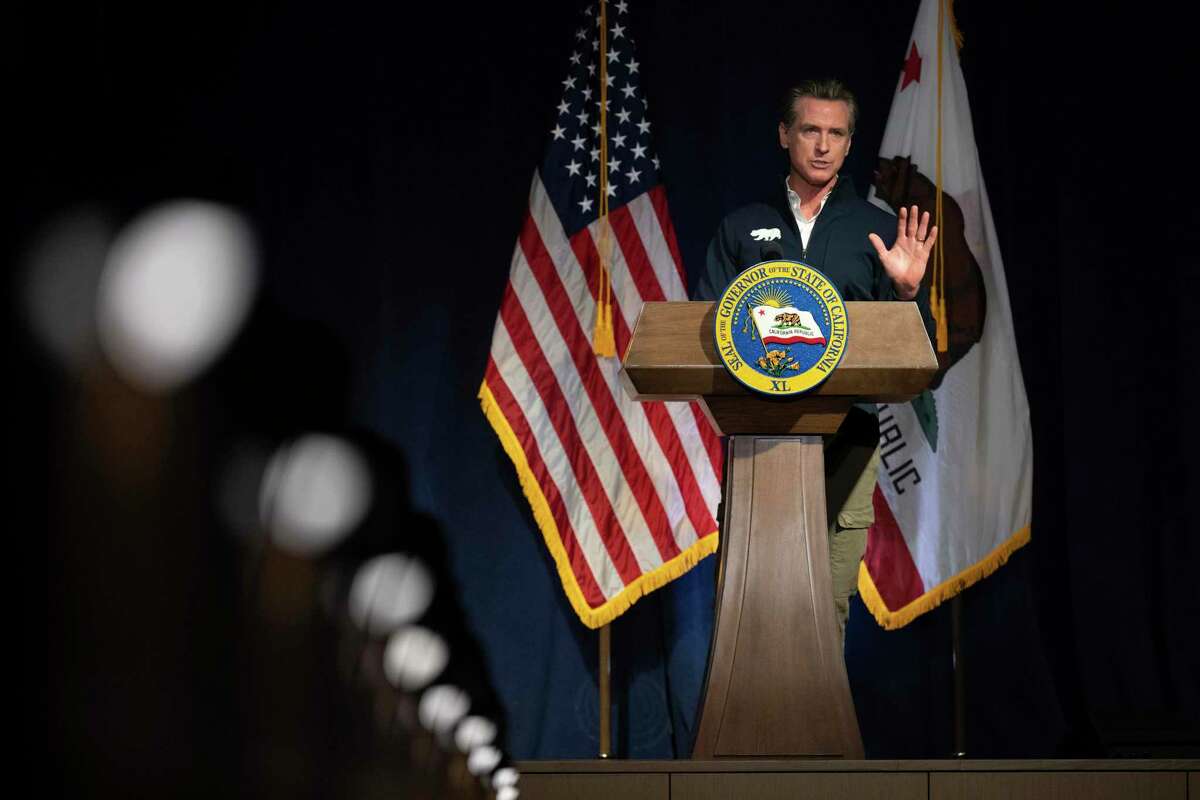 California Gov. Gavin Newsom delivers his budget proposal in Sacramento, Calif., on Jan. 10, 2023.