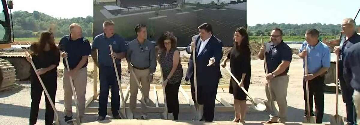 On Aug. 3, Gov. J.B. Pritzker, center, joined company and community representatives in Caseyville for a ground breaking ceremony at Tyson Foods. Initially the firm said the the $180 million project would create 250 new jobs. On Wednesday they increased that number to 400. State of Illinois Video