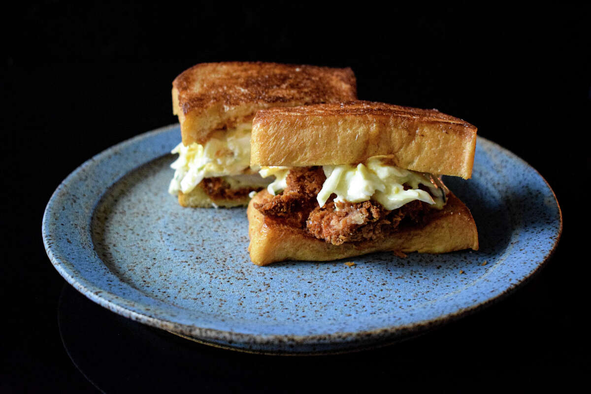 Money Cat's katsu sando is panko-crusted and served on Japanese milk bread.