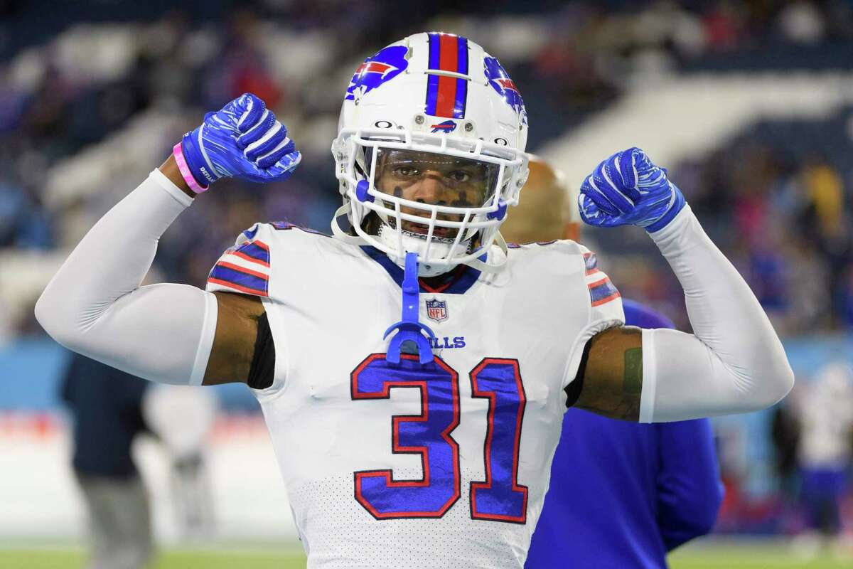 FILE - Buffalo Bills safety Damar Hamlin (31) is shown before an NFL football game against the Tennessee Titans on Monday, Oct. 18, 2021, in Nashville, Tenn. Hamlin was released from a Buffalo hospital on Wednesday, Jan. 11, 2023, more than a week after he went into cardiac arrest and had to be resuscitated during a game at Cincinnati, after his doctors said they completed a series of tests.