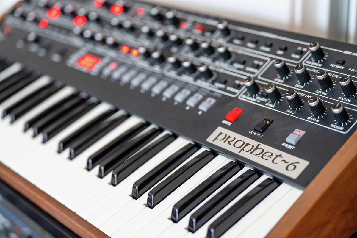 A Prhphet-6 synthesizer inside Sequential's North Beach offices and studio in San Francisco on January 6, 2022.