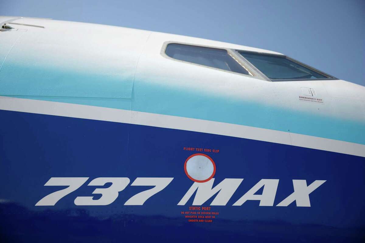 A Boeing 737 Max 10 aircraft on day two of the Farnborough International Airshow in Farnborough, U.K., on July 19.