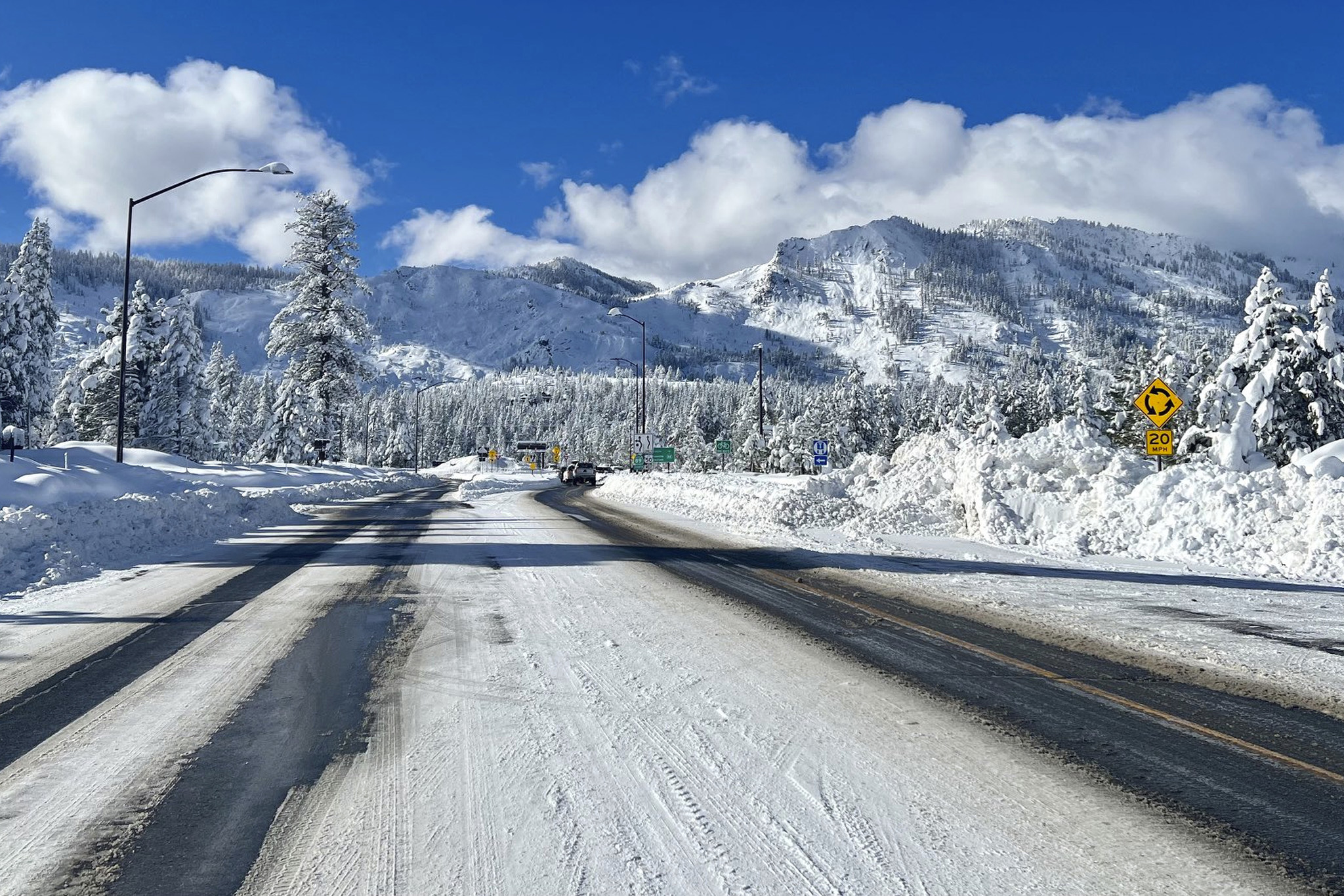 Snow consumes state Route 89 near South Lake Tahoe
