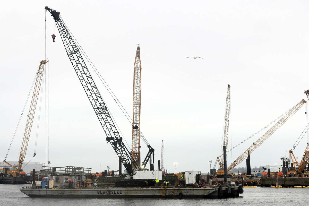 The New London State Pier upgrade is underway in New London.