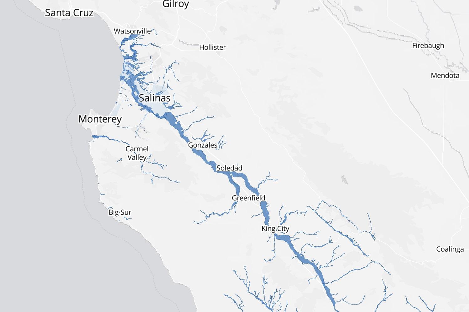 Map of Monterey County flooding Danger looms as Salinas River rises
