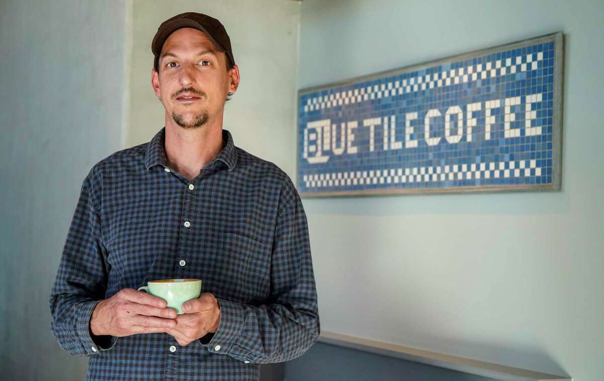 Portrait of owner Jonathan Elkins at the new Blue Tile Coffee at 3663 Washington Ave., next to HEB, on Thursday, Jan. 12, 2023 in Houston.