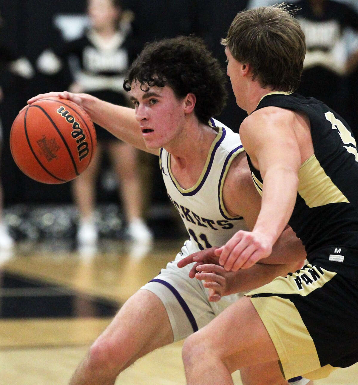 Jacksonville Routt's Nolan Turner dribbles against Camp Point Central in the semifinals of the 100th Winchester Invitational Thursday night in Winchester.